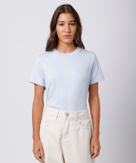 camiseta feminina de algodão peruano slim mindset azul