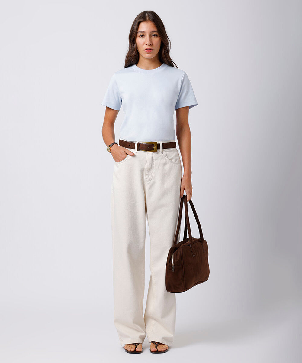 camiseta feminina de algodão peruano slim mindset azul