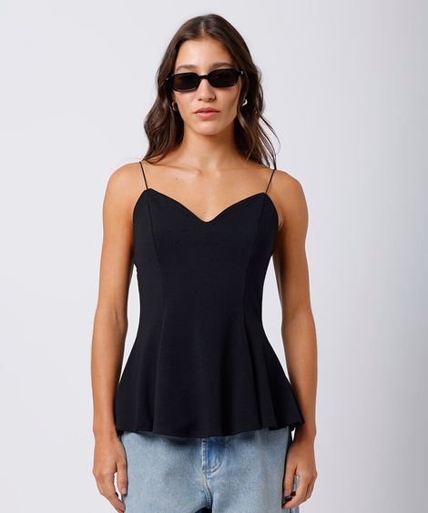 regata peplum feminina alça fina mindset preta