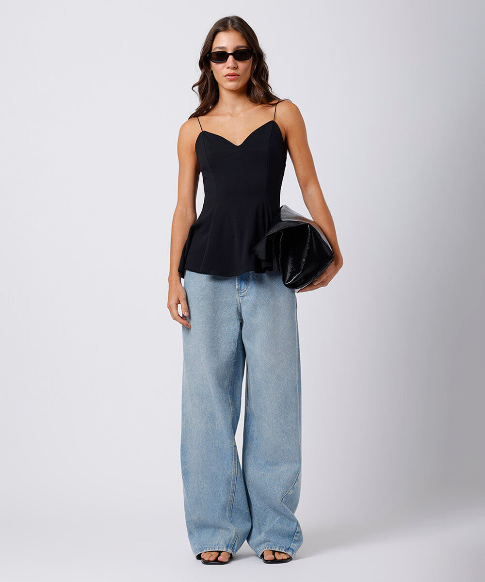 regata peplum feminina alça fina mindset preta