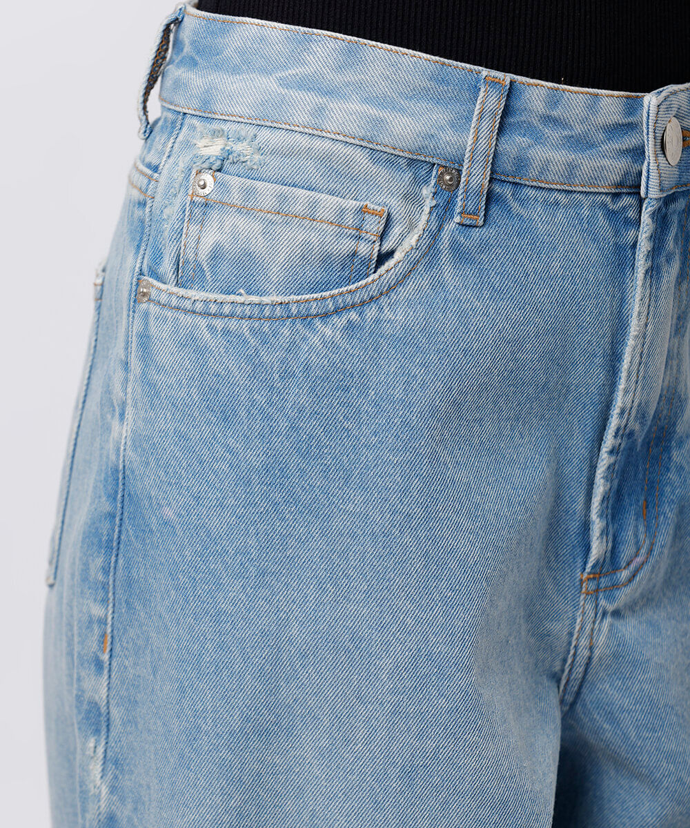 calça reta feminina jeans mindset azul