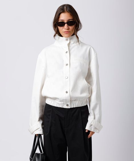 jaqueta feminina de sarja mindset off white