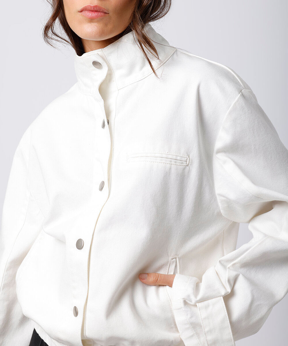 jaqueta feminina de sarja mindset off white