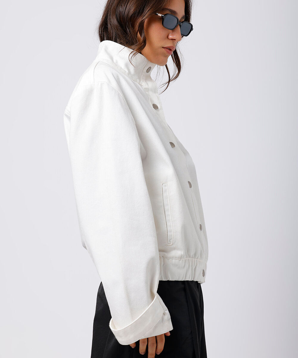 jaqueta feminina de sarja mindset off white