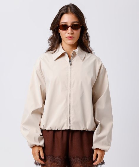 jaqueta bomber feminina com bordado mindset bege