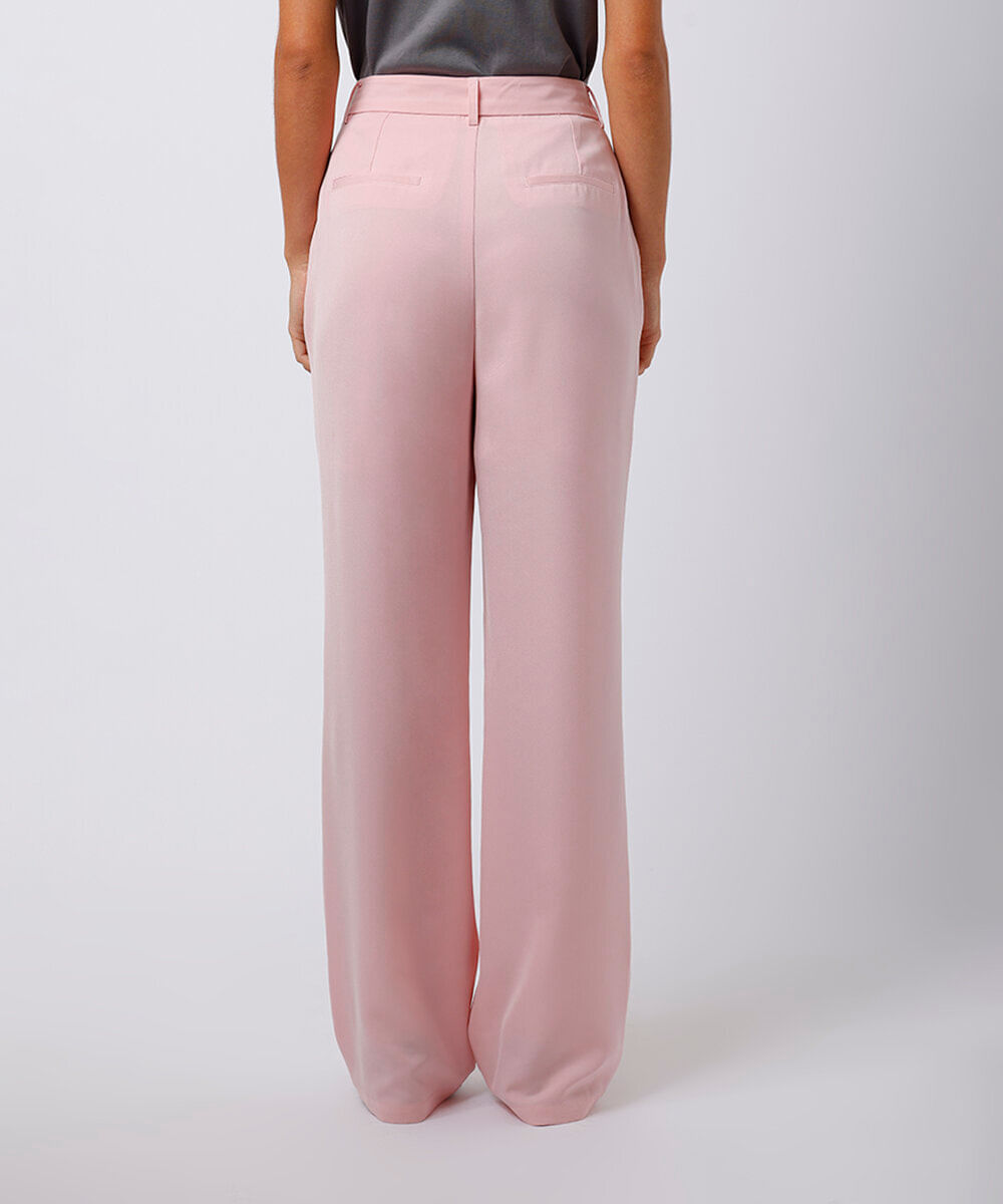 calça de alfaiataria feminina com pregas mindset rosa