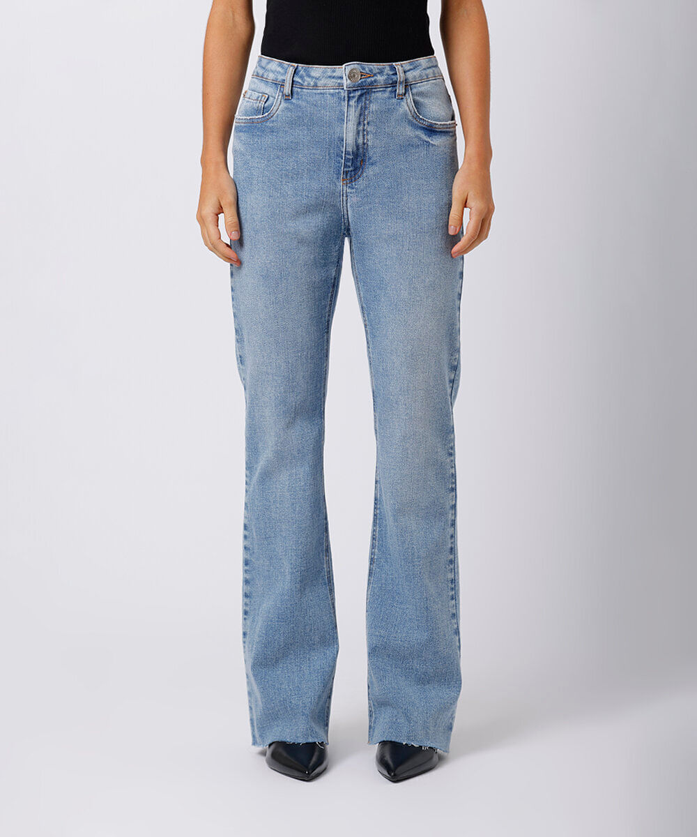 calça flare feminina jeans mindset azul