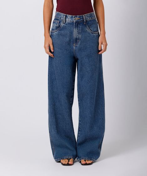 calça barrel feminina jeans mindset azul