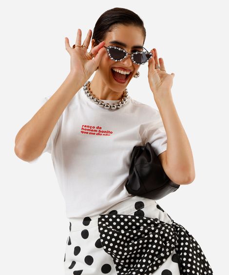 camiseta unissex de algodão digital milton cunha off white