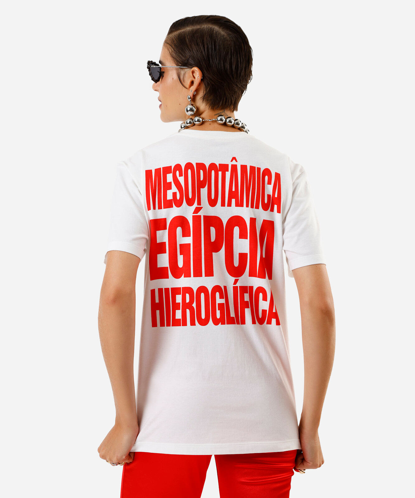 camiseta unissex de algodão digital milton cunha faraônica off white