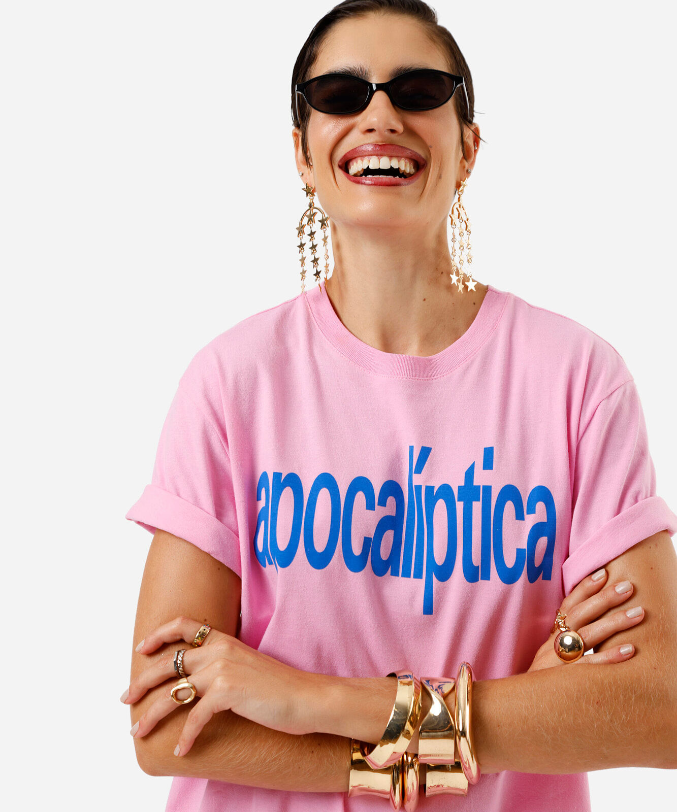 camiseta unissex de algodão digital milton cunha apocalíptica rosa