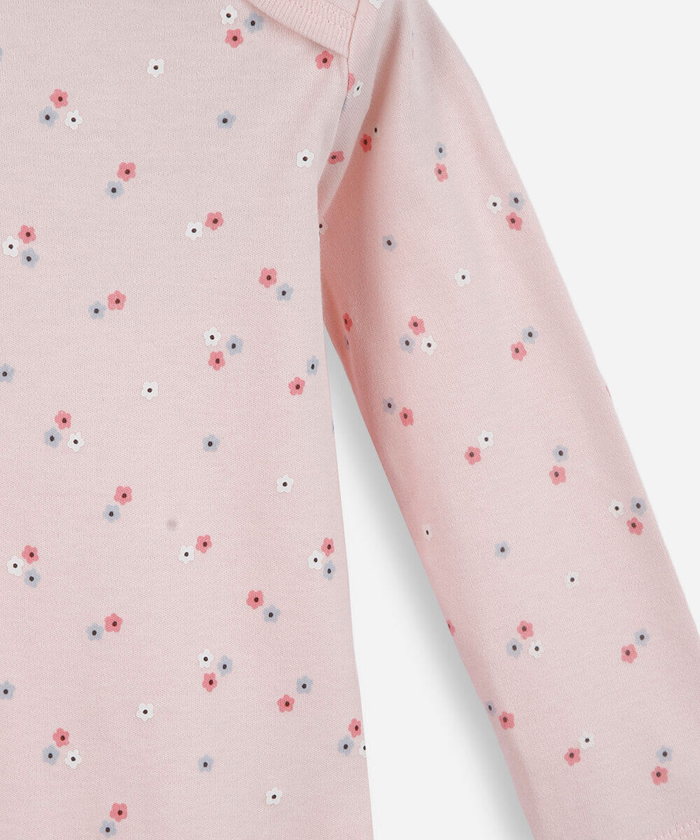 body infantil de algodão floral rosa