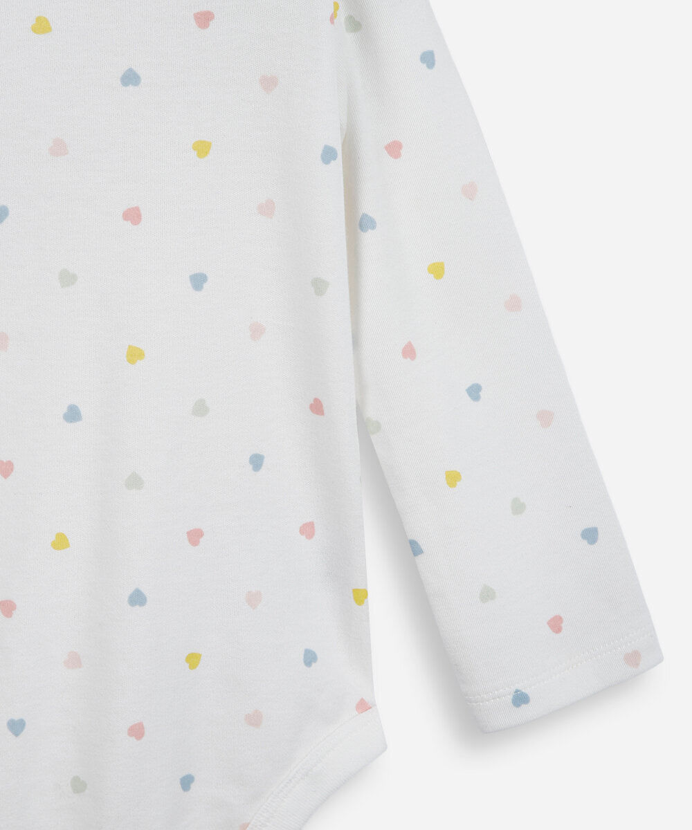 body infantil de algodão poá off white