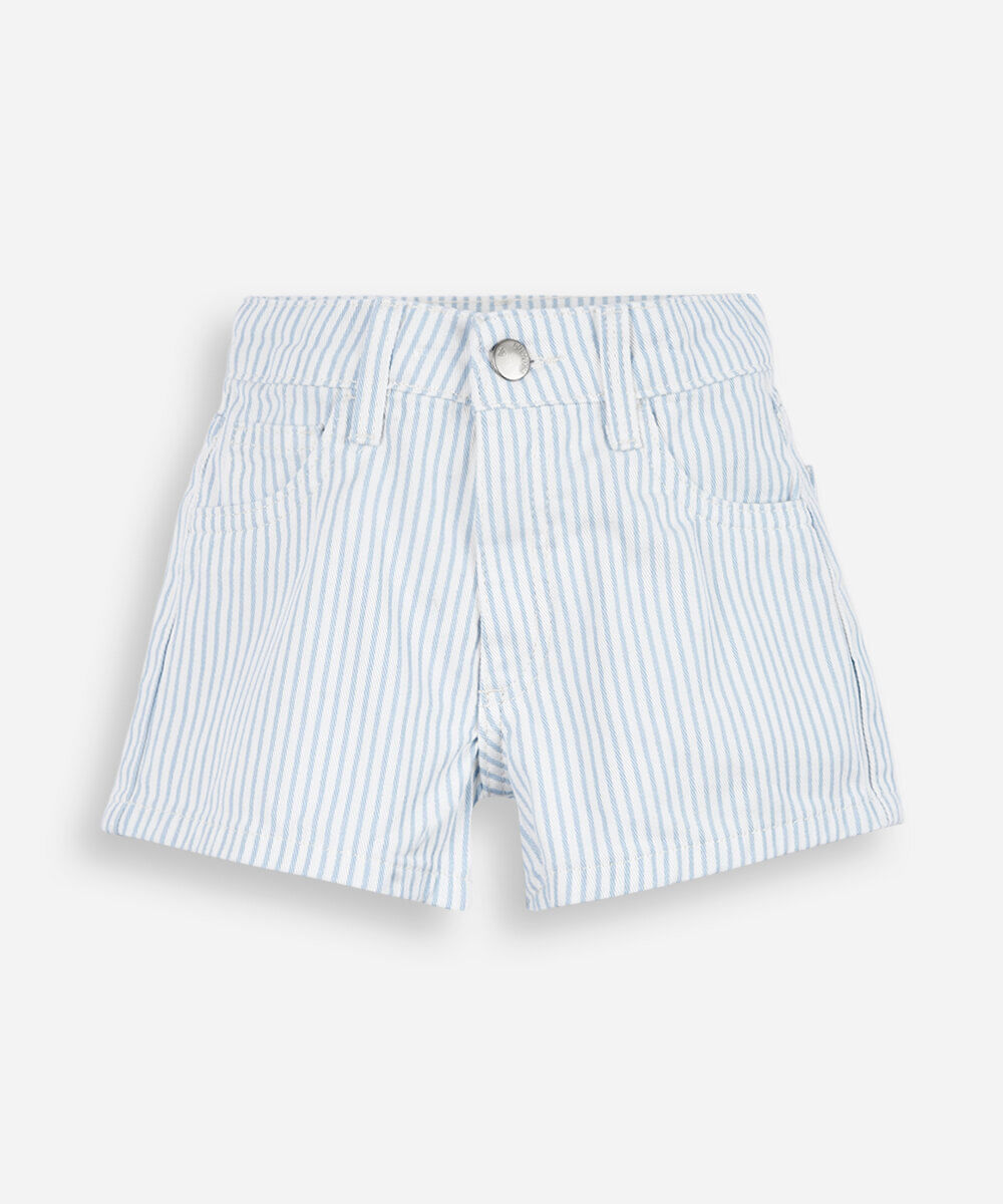 short infantil de sarja listrado azul