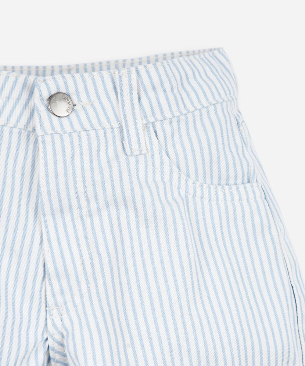 short infantil de sarja listrado azul