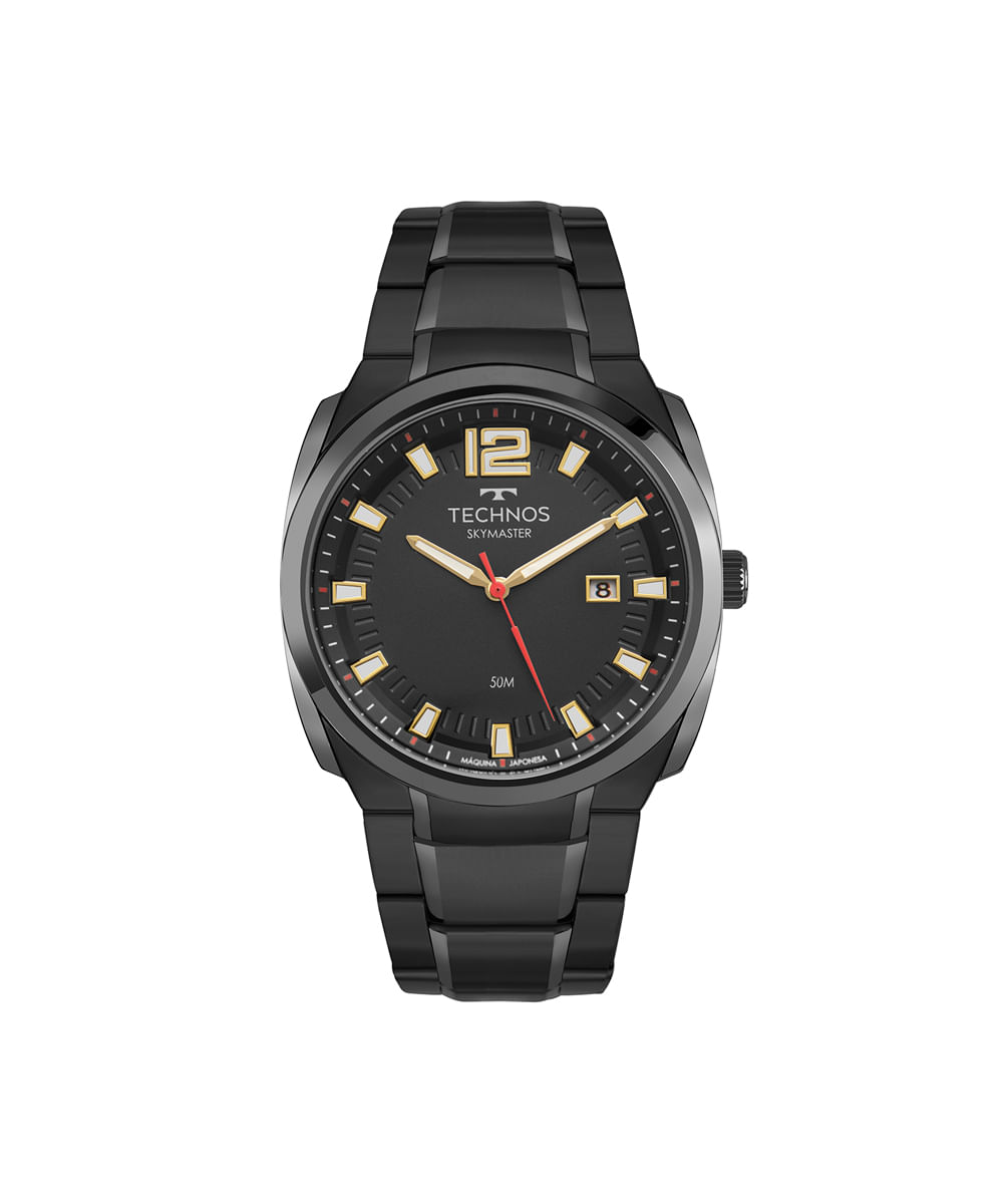 relógio masculino technos analógico calendário 2315lbk 1p preto