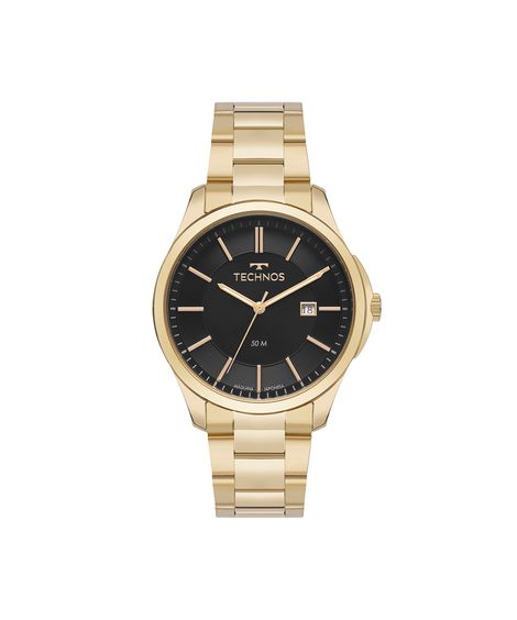 relógio masculino technos analógico calendário 2115twr 1d dourado