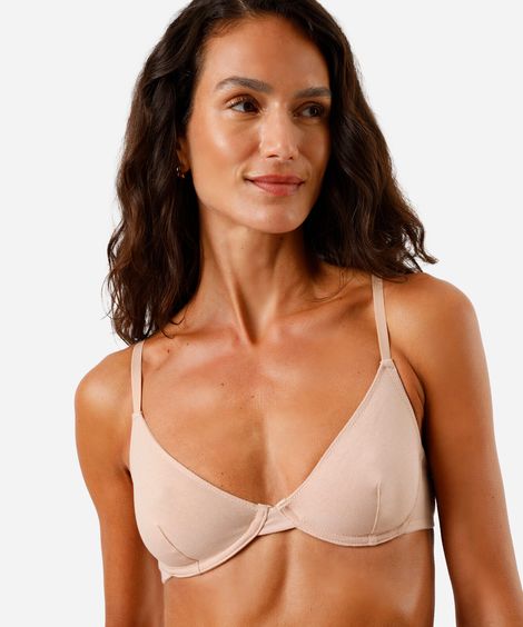 sutiã  meia taça de algodão sem bojo bege