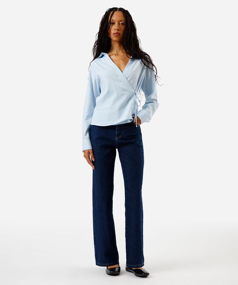 calça jeans reta petit sawary azul