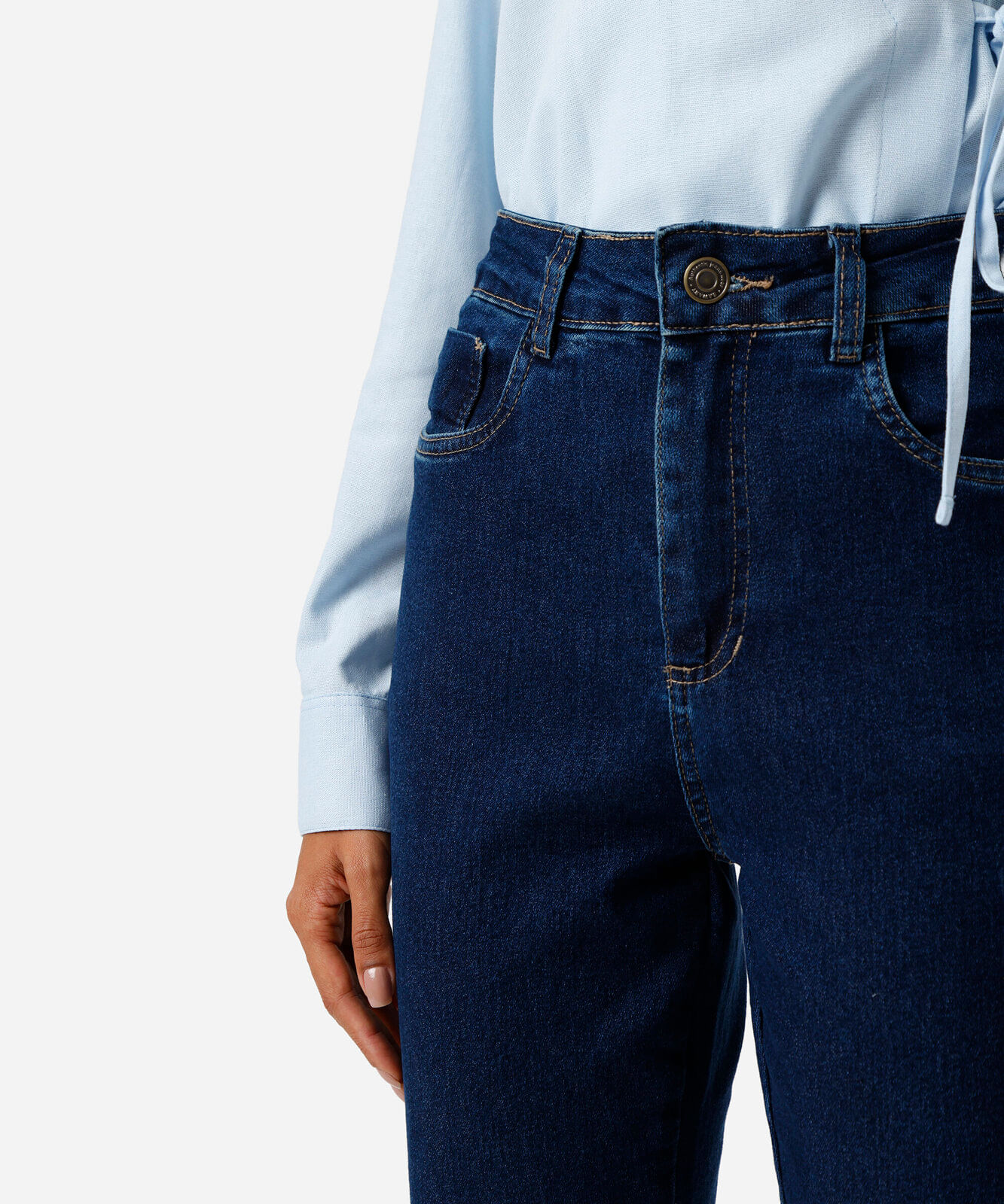 calça jeans reta petit sawary azul