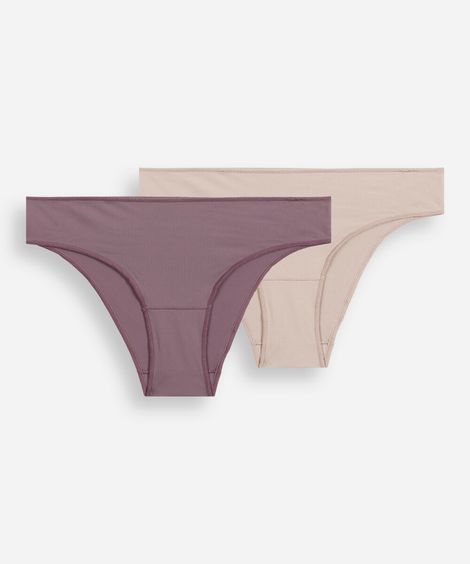 kit de 2 calcinhas biquíni microfibra colorido