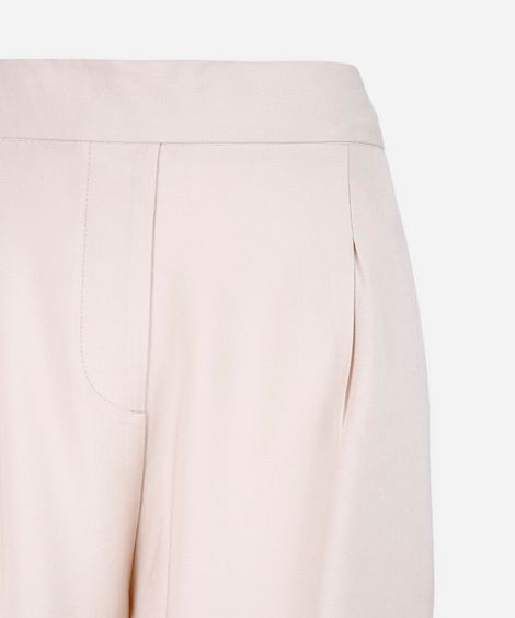 calça wide leg juvenil com viscose cós elástico bege