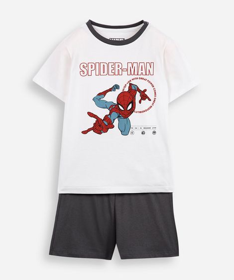 pijama infantil homem aranha off white