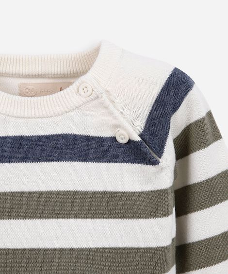suéter infantil de tricot listrado off white