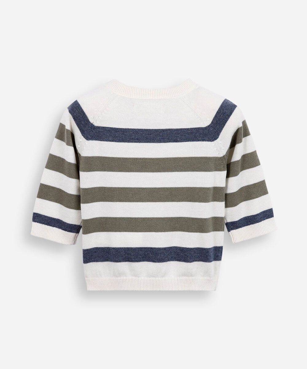 suéter infantil de tricot listrado off white