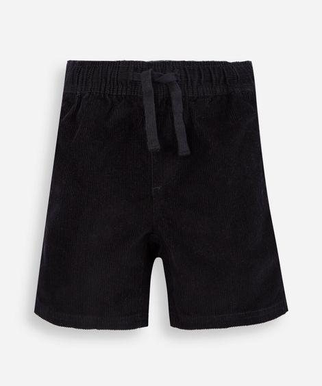 bermuda infantil cotelê cós elástico preta