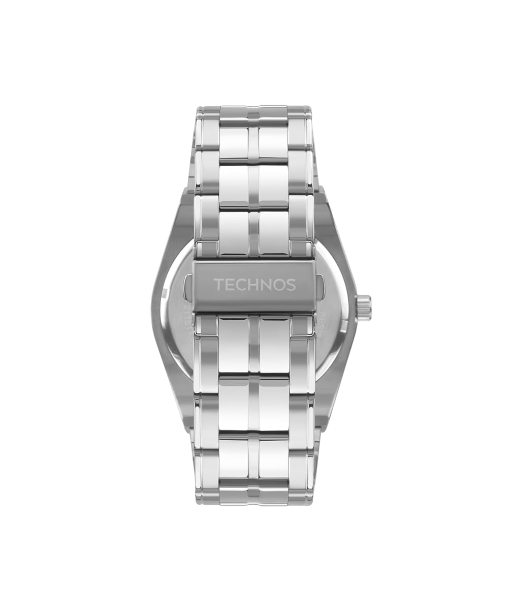 relógio masculino technos analógico calendário 2115txk 1p prateado