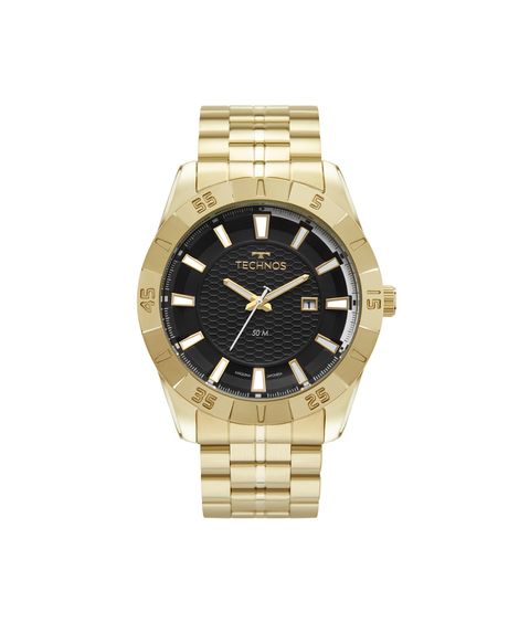 relógio masculino technos analógico calendário 2115nah 1p dourado