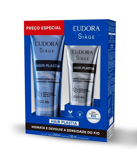 kit eudora siàge hair plastia shampoo 250ml e condicionador 125ml