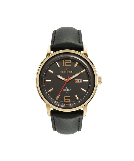 relógio masculino technos analógico calendário 2115mxy 1p dourado