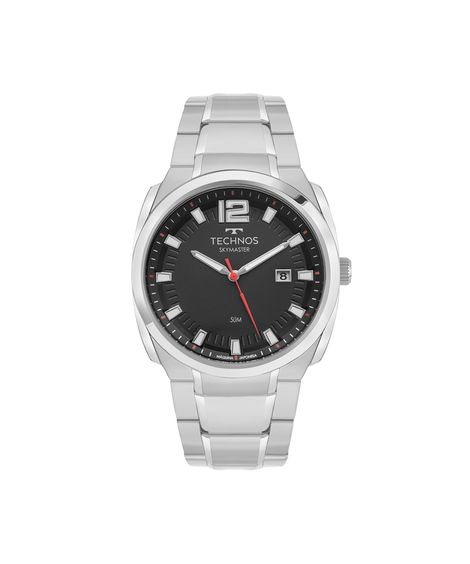 relógio masculino technos analógico calendário 2315lbi 1p prateado