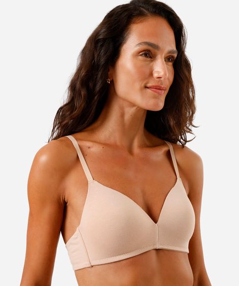 sutiã triângulo feminino de algodão bege