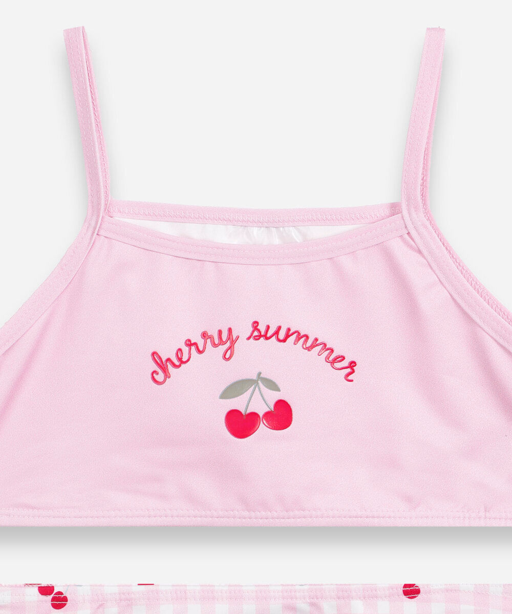 biquíni infantil vichy cereja rosa