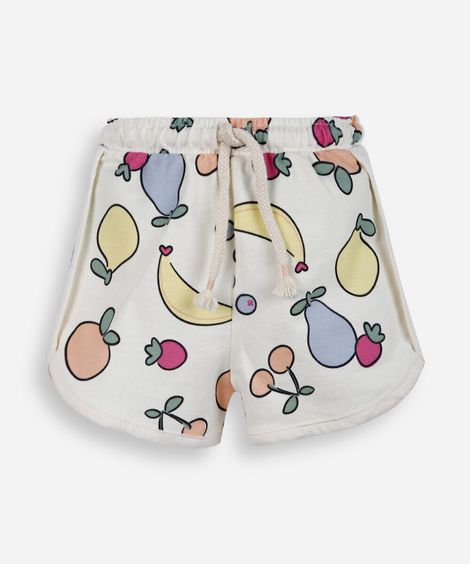 short infantil de moletom estampado off white