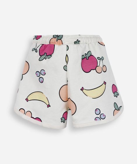 short infantil de moletom estampado off white