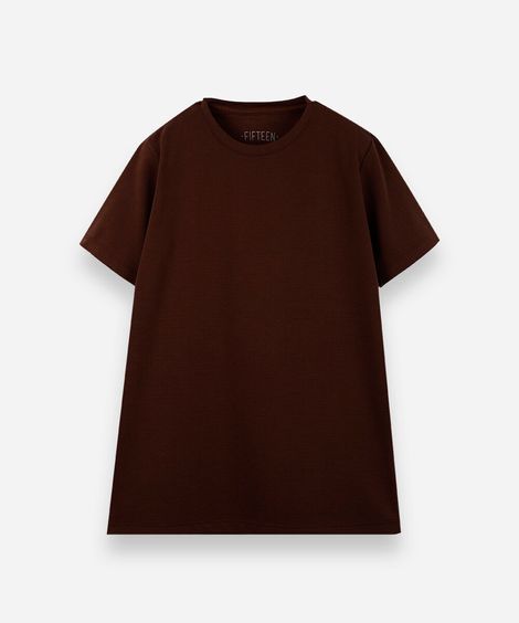 camiseta de algodão juvenil texturizada manga curta marrom