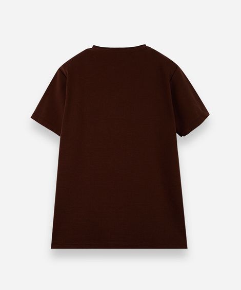 camiseta de algodão juvenil texturizada manga curta marrom