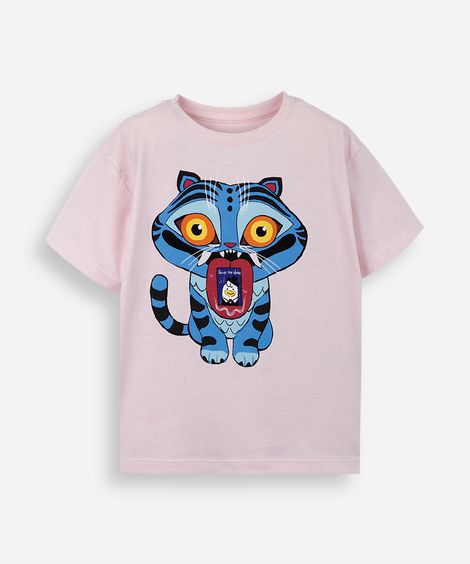 camiseta infantil nina guerreiras k-pop tigre rosa