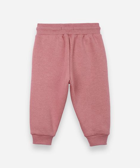 calça infantil jogger básica moletom rosa