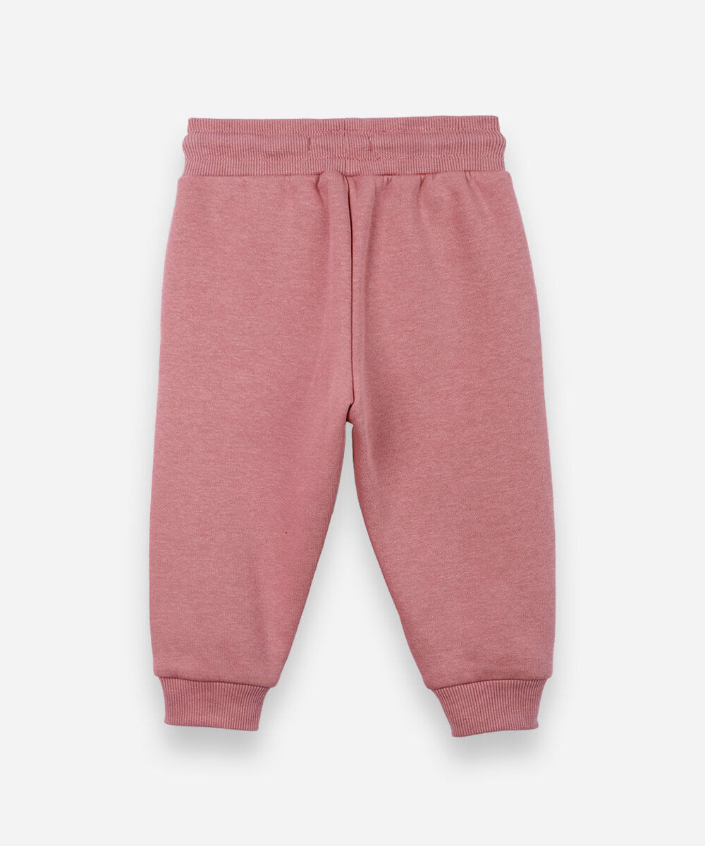 calça infantil jogger básica moletom rosa