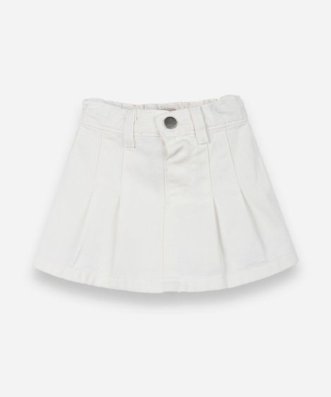 short saia infantil sarja pregas off white