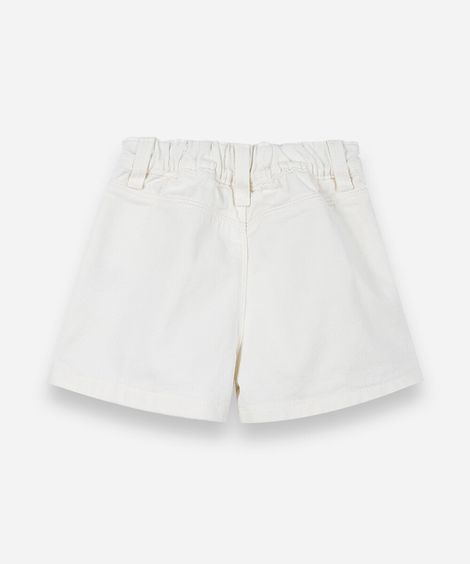 short saia infantil sarja pregas off white