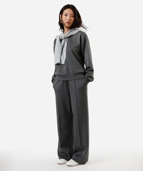 calça jogger básica feminina com nervura cinza