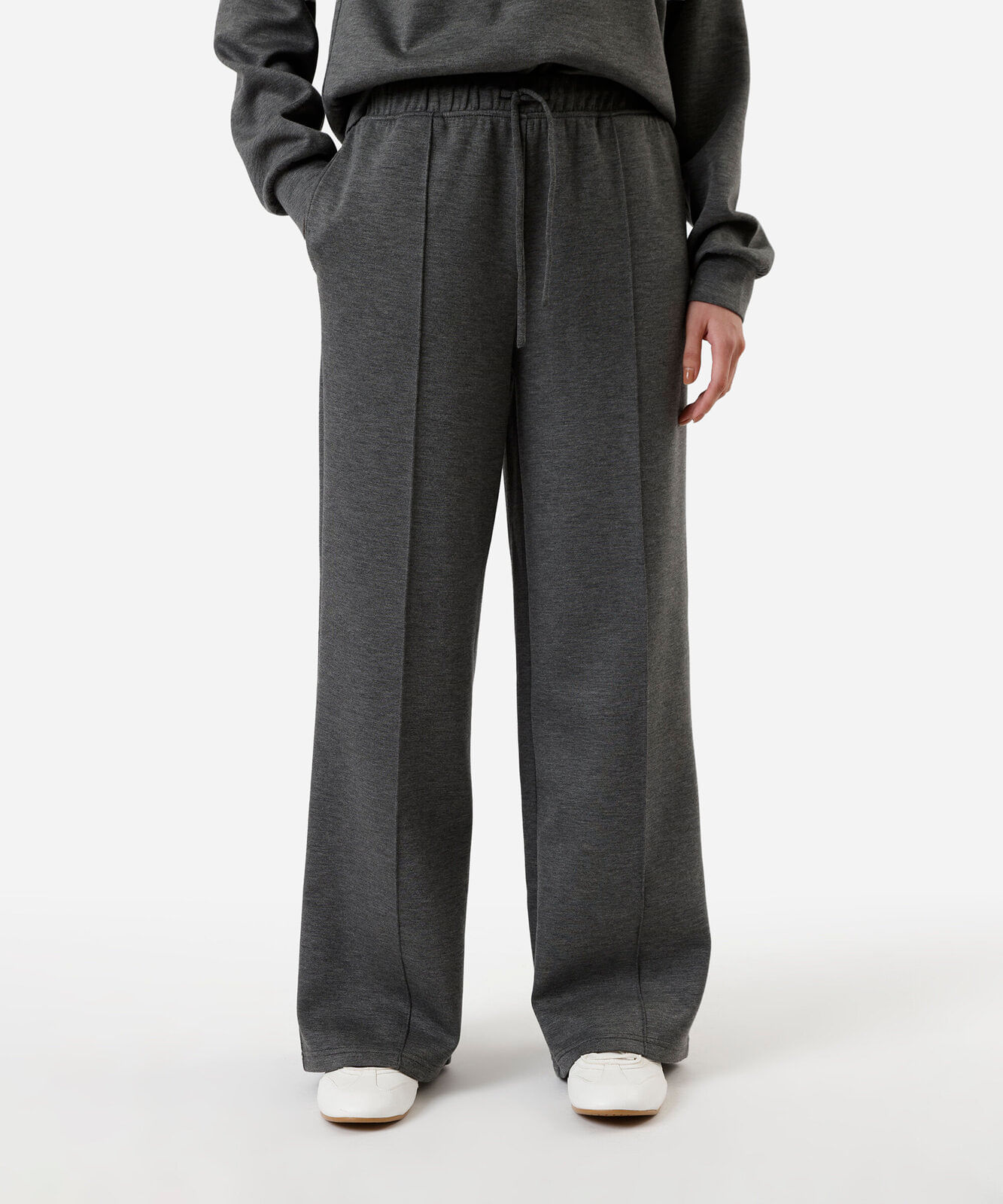 calça jogger básica feminina com nervura cinza