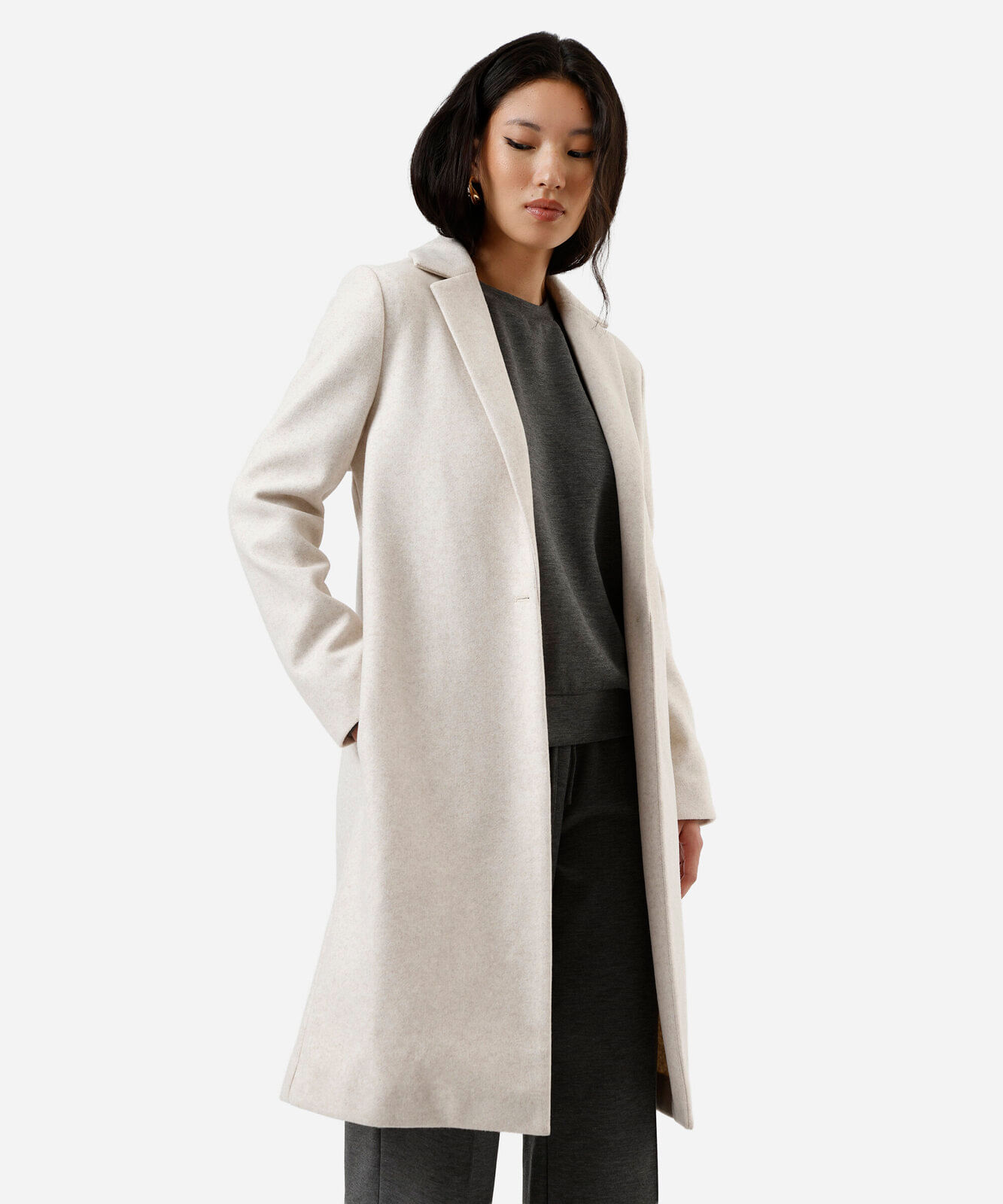 casaco longo feminino texturizado bege