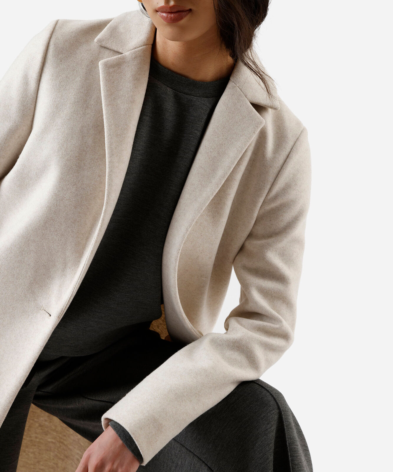 casaco longo feminino texturizado bege